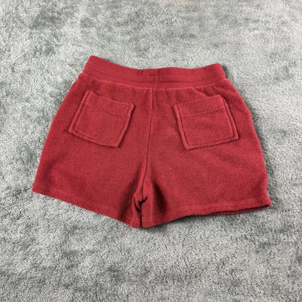 Outerknown Hightide Terry Cloth Shorts Kids M Burgundy Red Organic Cotton Blend